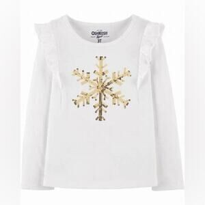 Oshkosh Bgosh Gold Sequined Snowflake Long Sleeve Top
